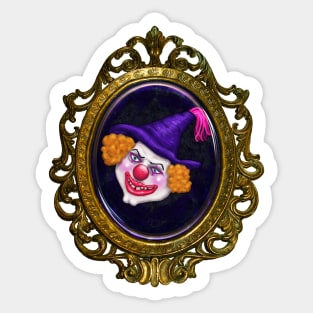 Zilko the Creepy Clown in Gold Gothic Frame Sticker